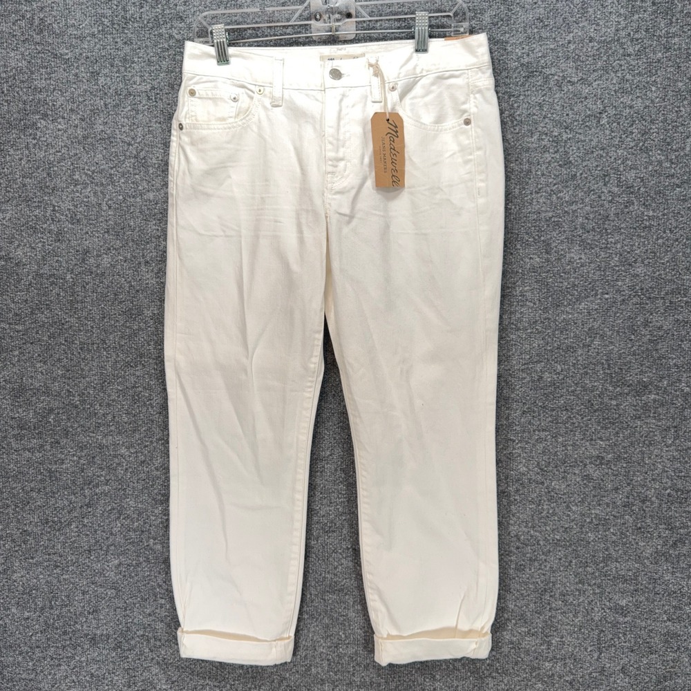 Madewell Boyjean Jeans Womens 27 White Relaxed Tapered‎ Leg Denim Pants NEW